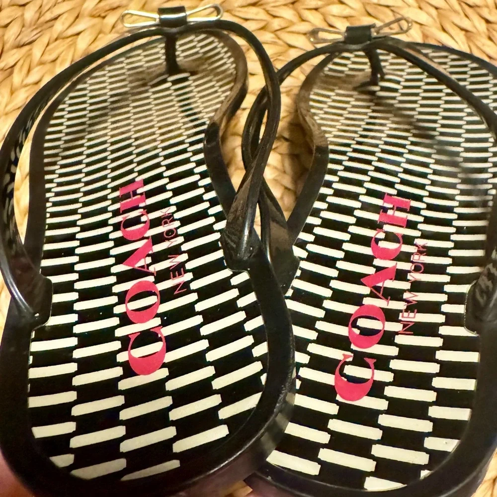 Coach Black and Gold Sandals - Picture 3 of 14